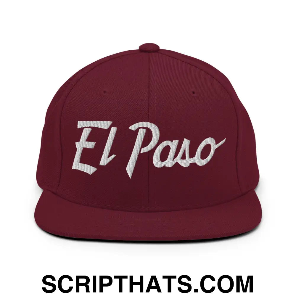 El Paso Script Snapback Hat Maroon