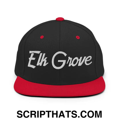 Elk Grove Script Snapback Hat Black Red