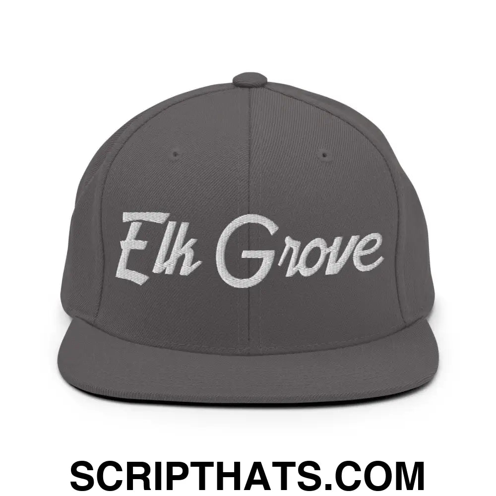 Elk Grove Script Snapback Hat Dark Grey