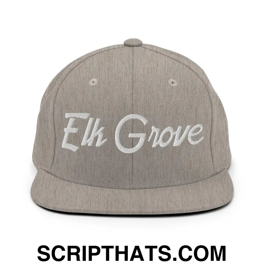 Elk Grove Script Snapback Hat Heather Grey