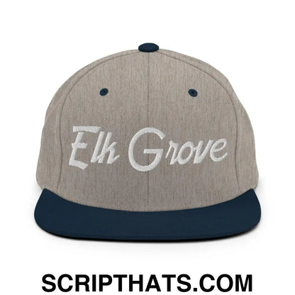 Elk Grove Script Snapback Hat Heather Grey Navy