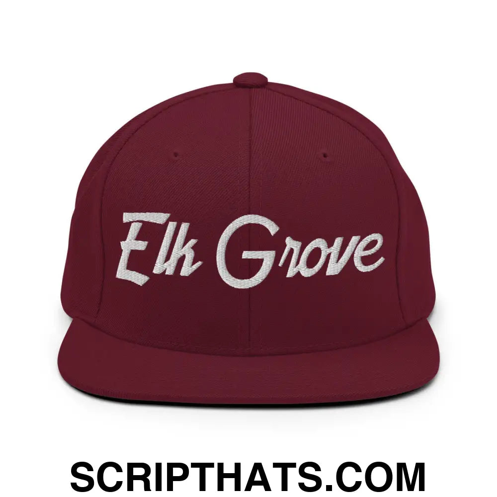 Elk Grove Script Snapback Hat Maroon