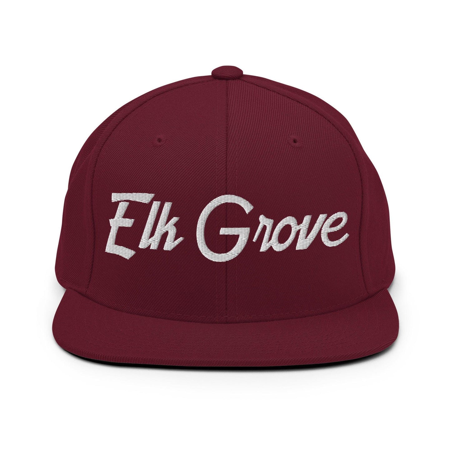 Elk Grove Script Snapback Hat Maroon