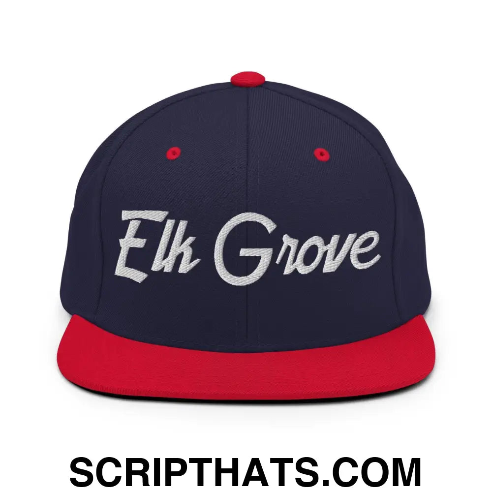 Elk Grove Script Snapback Hat Navy Red