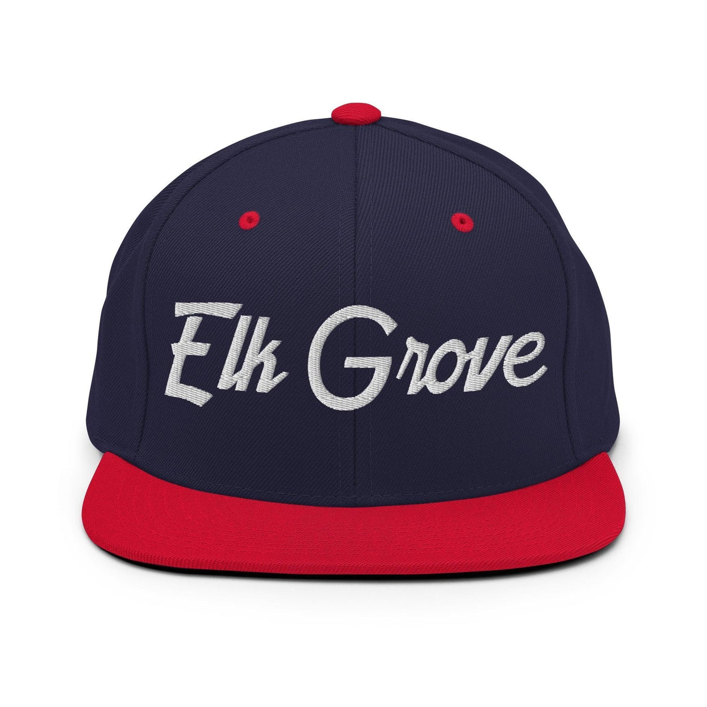 Elk Grove Script Snapback Hat Navy Red