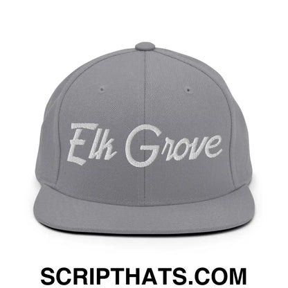 Elk Grove Script Snapback Hat Silver