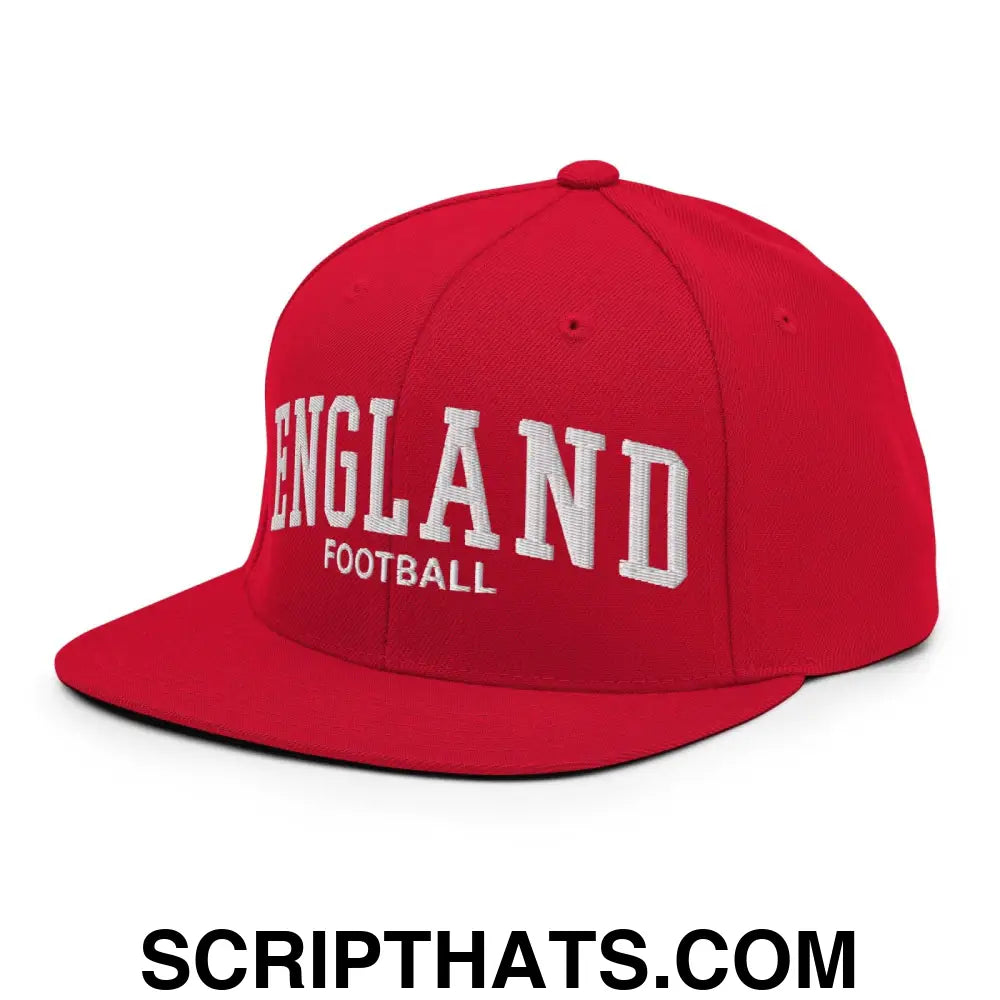 England Football Soccer Letterman Varsity Block Snapback Hat Red