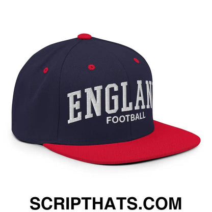 England Football Soccer Letterman Varsity Block Snapback Hat Navy Red