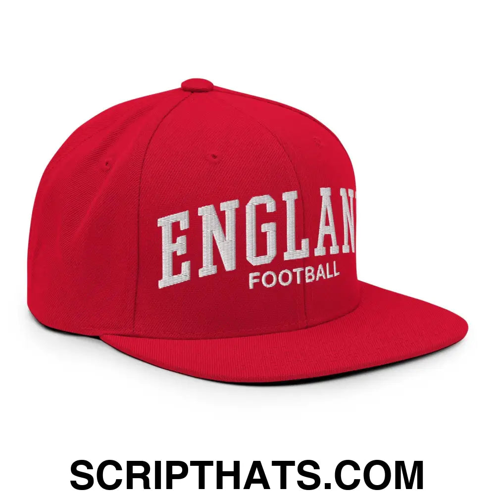 England Football Soccer Letterman Varsity Block Snapback Hat Red