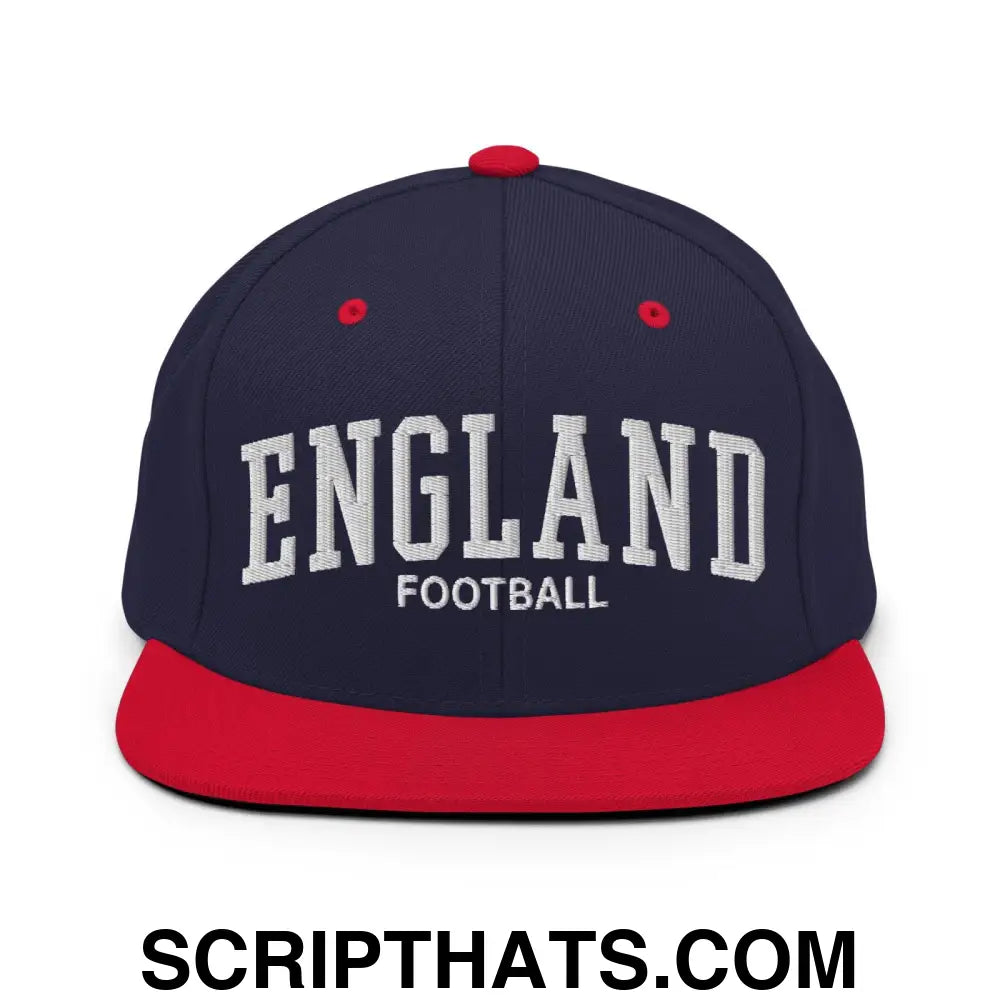 England Football Soccer Letterman Varsity Block Snapback Hat Navy Red