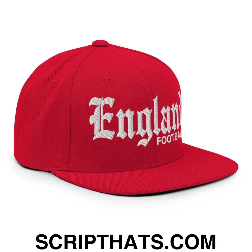 England Football Soccer OG Old English Snapback Hat Red