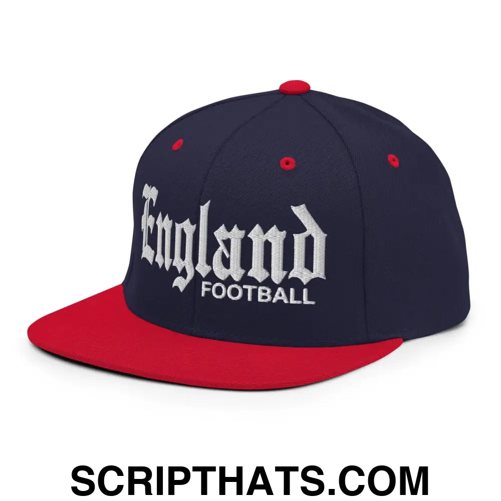 England Football Soccer OG Old English Snapback Hat Navy Red