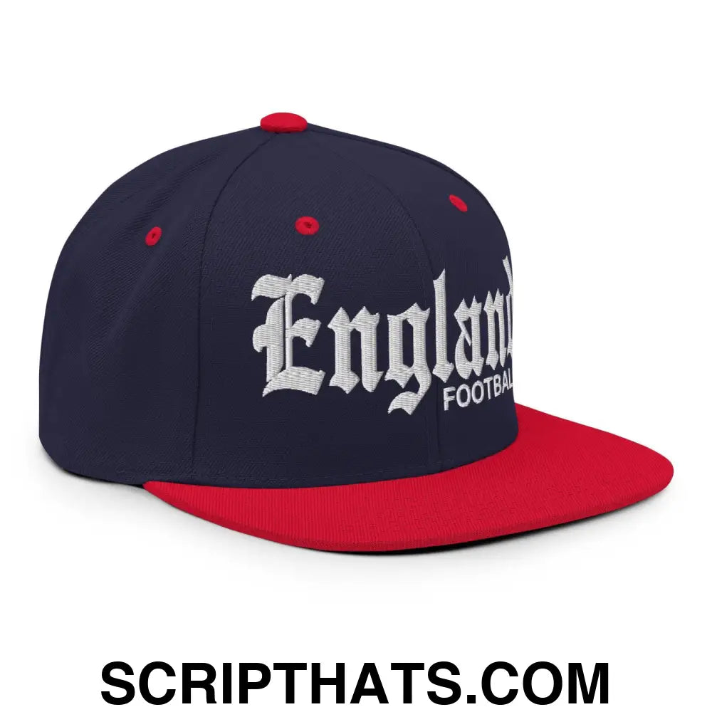 England Football Soccer OG Old English Snapback Hat Navy Red