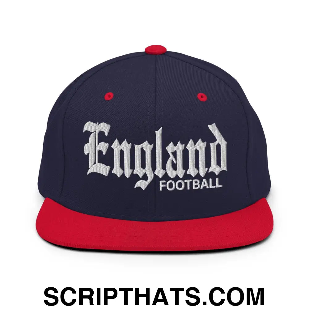 England Football Soccer OG Old English Snapback Hat Navy Red