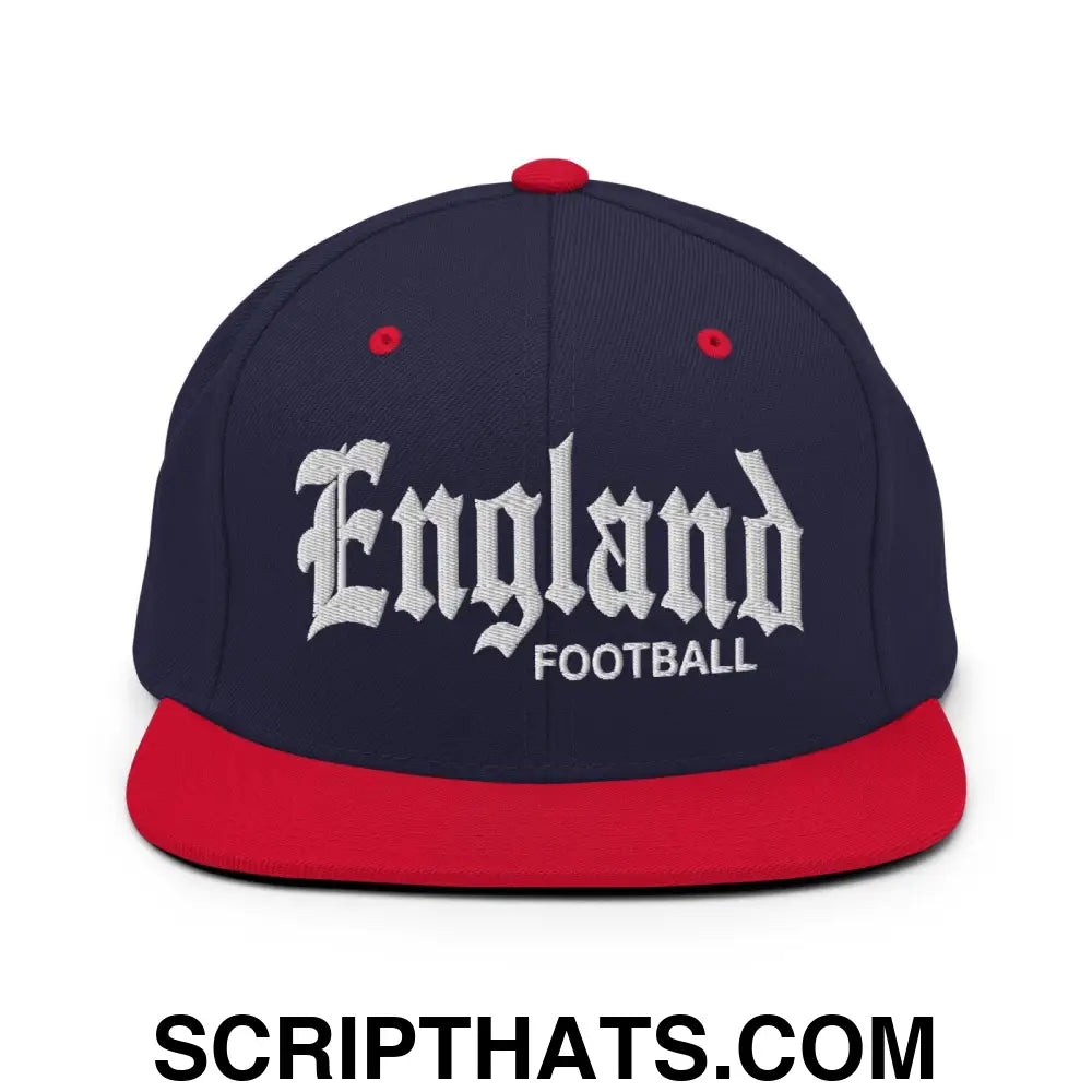 England Football Soccer Old English OG Snapback Hat Navy Red