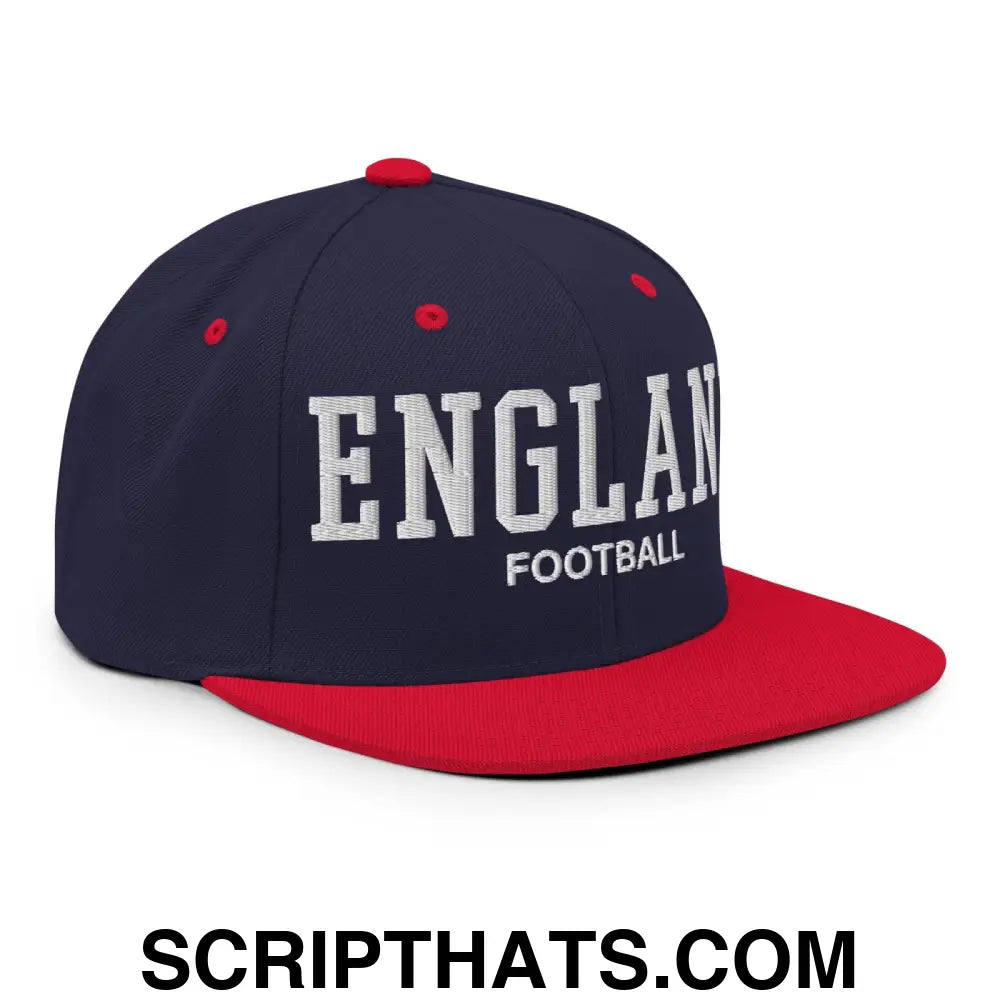 England Football Soccer Varsity Letterman Block Snapback Hat Navy Red