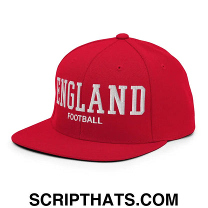 England Football Soccer Varsity Letterman Block Snapback Hat Red