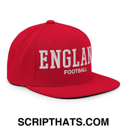 England Football Soccer Varsity Letterman Block Snapback Hat Red