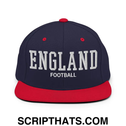 England Football Soccer Varsity Letterman Block Snapback Hat Navy Red