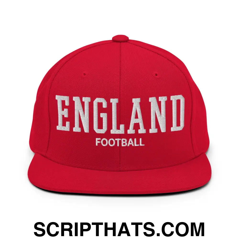 England Football Soccer Varsity Letterman Block Snapback Hat Red