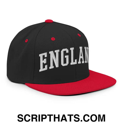 England Letterman Varsity Block Snapback Hat Black Red