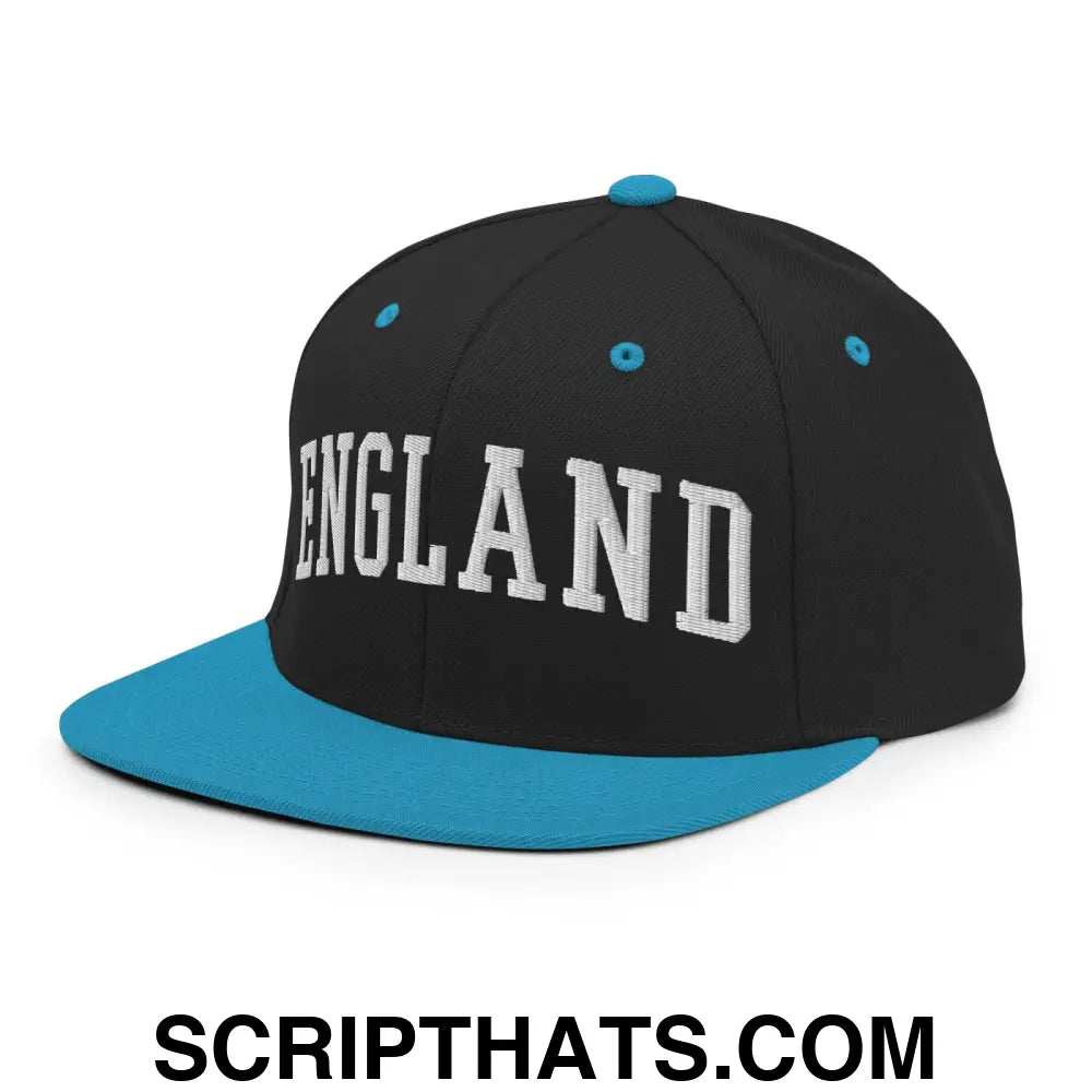 England Letterman Varsity Block Snapback Hat Black Teal