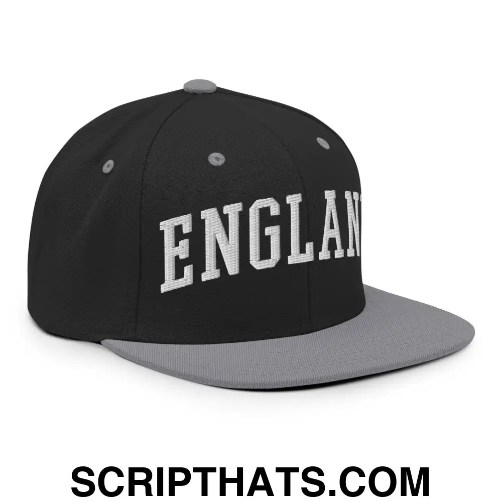 England Letterman Varsity Block Snapback Hat Black Silver