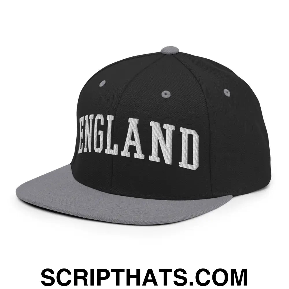 England Letterman Varsity Block Snapback Hat Black Silver