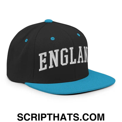 England Letterman Varsity Block Snapback Hat Black Teal