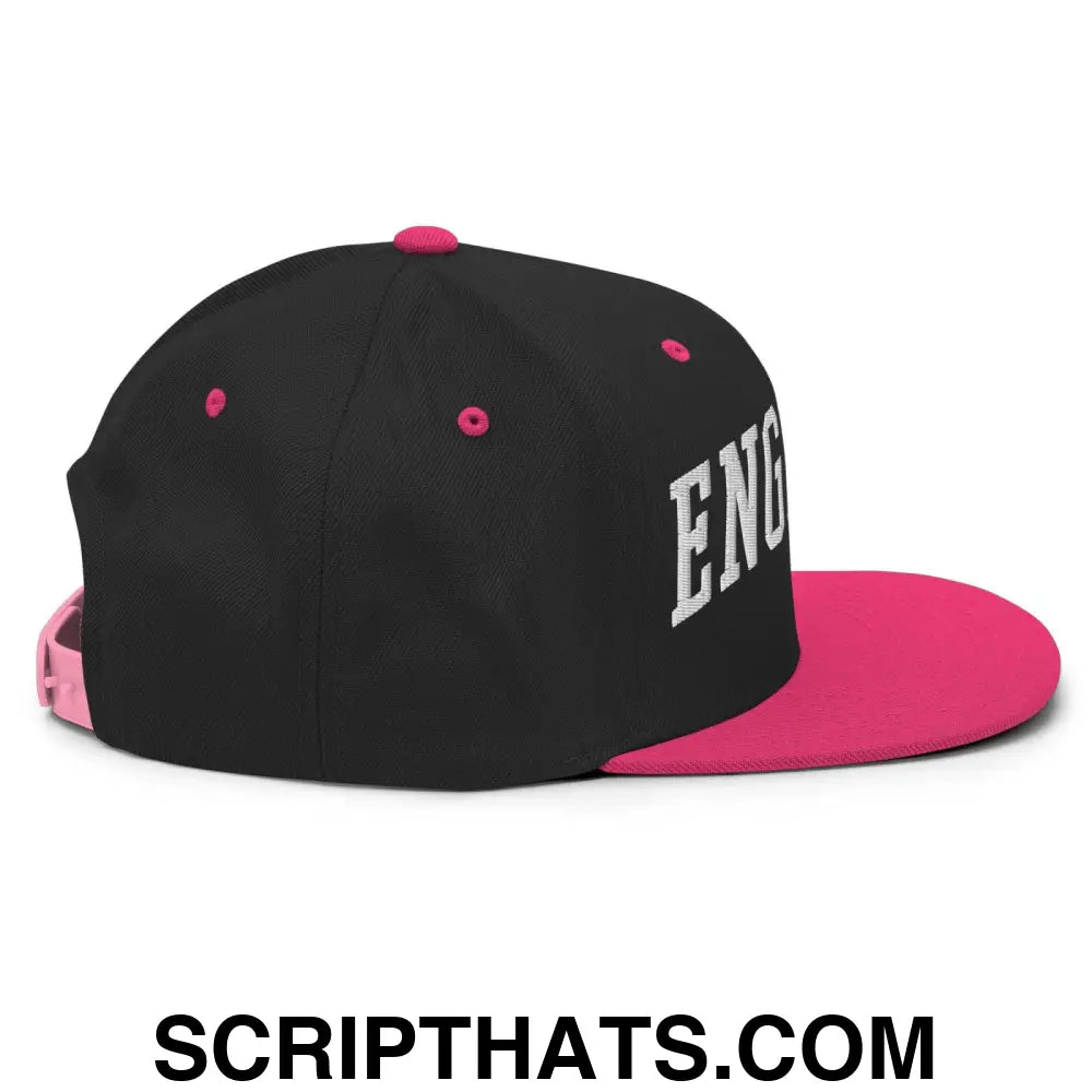 England Letterman Varsity Block Snapback Hat Black Neon Pink