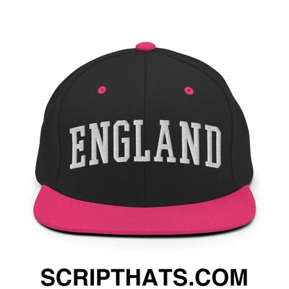 England Letterman Varsity Block Snapback Hat Black Neon Pink