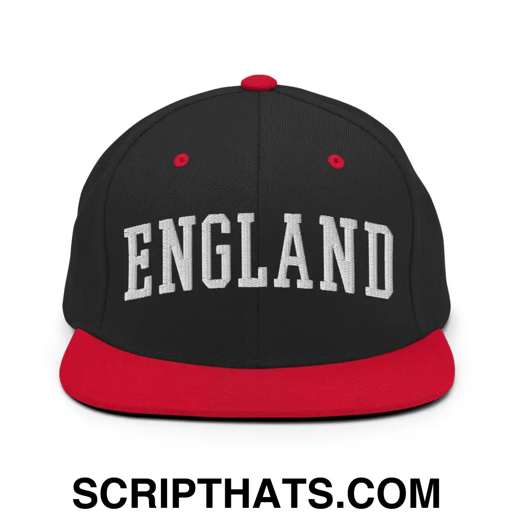 England Letterman Varsity Block Snapback Hat Black Red