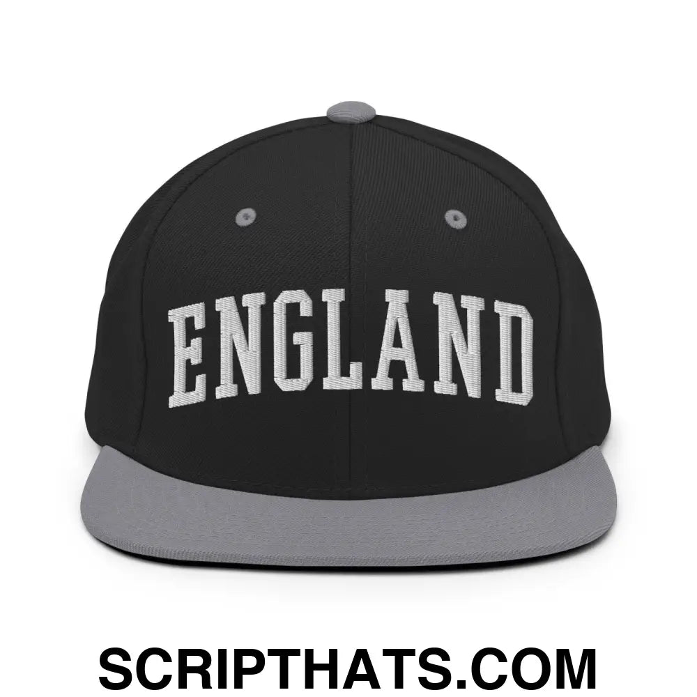 England Letterman Varsity Block Snapback Hat Black Silver