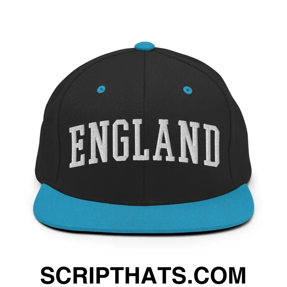 England Letterman Varsity Block Snapback Hat Black Teal