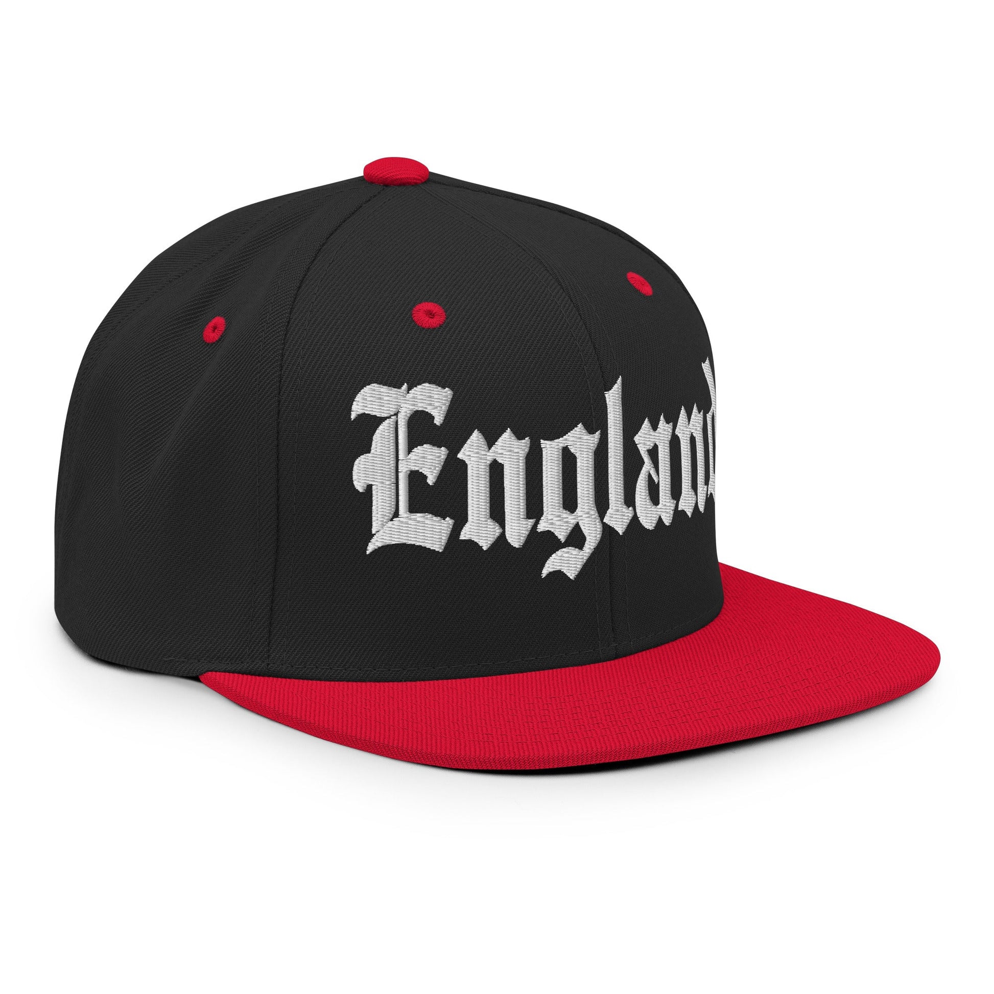 England OG Old English Snapback Hat Black Red