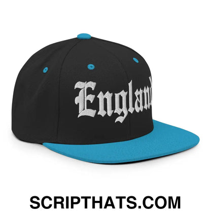 England OG Old English Snapback Hat Black Teal