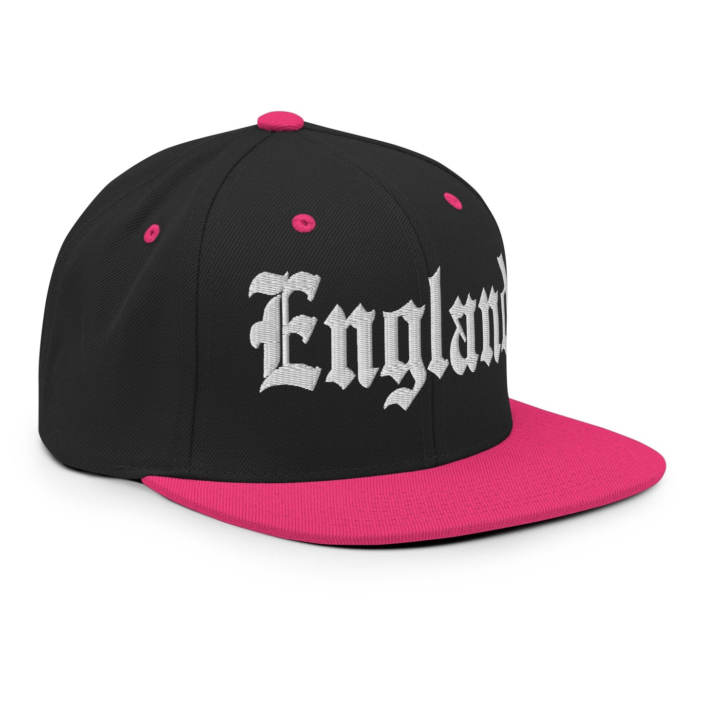 England OG Old English Snapback Hat Black Neon Pink