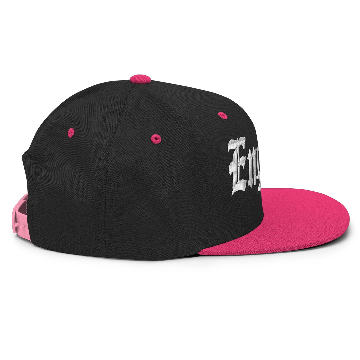 England OG Old English Snapback Hat Black Neon Pink