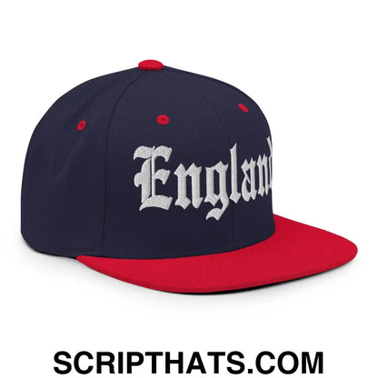 England OG Old English Snapback Hat Navy Red