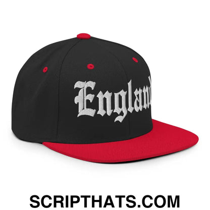 England OG Old English Snapback Hat Black Red