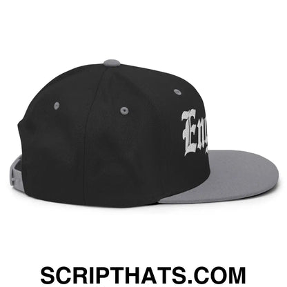 England OG Old English Snapback Hat Black Silver