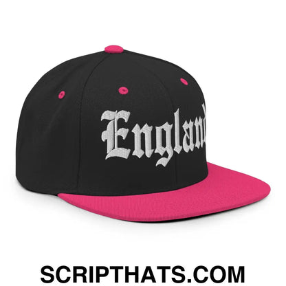 England OG Old English Snapback Hat Black Neon Pink