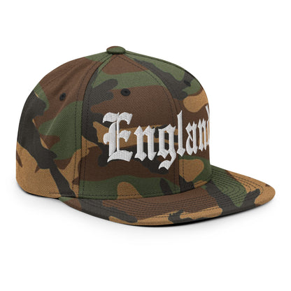 England OG Old English Snapback Hat Green Camo