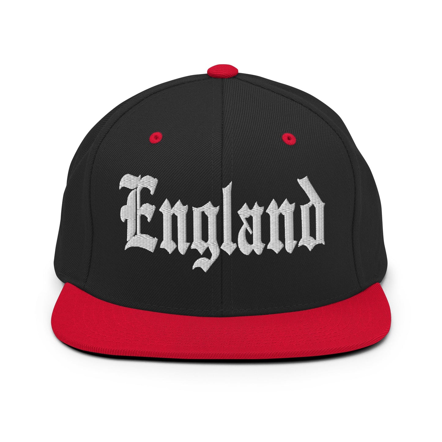 England OG Old English Snapback Hat Black Red