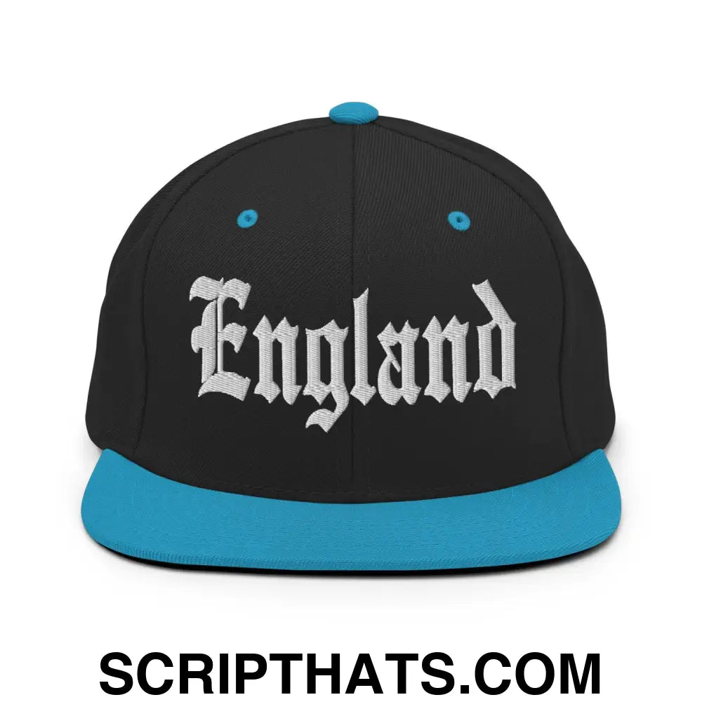 England OG Old English Snapback Hat Black Teal