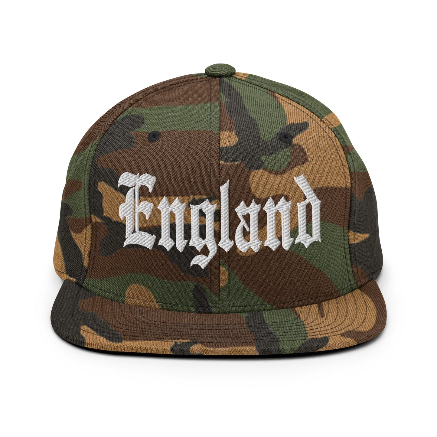 England OG Old English Snapback Hat Green Camo