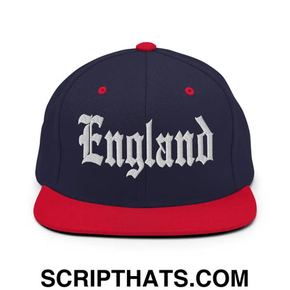 England OG Old English Snapback Hat Navy Red