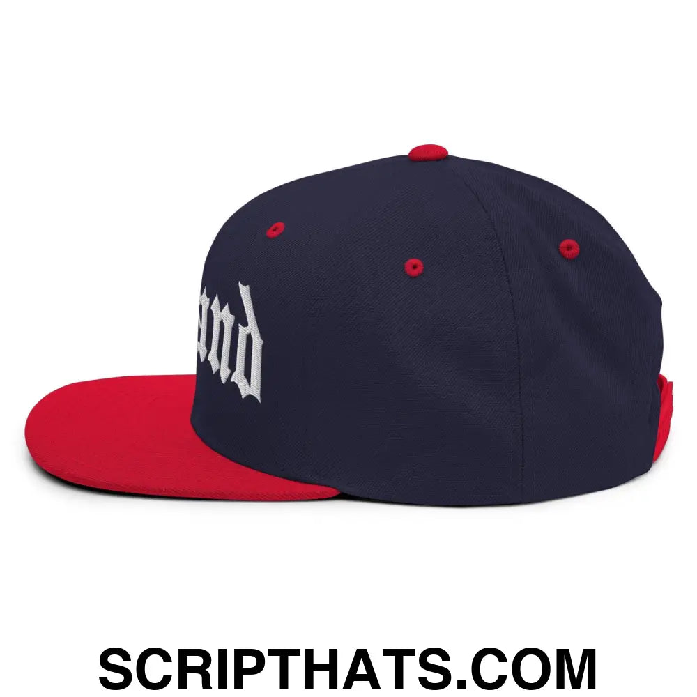 England Old English OG Snapback Hat Navy Red