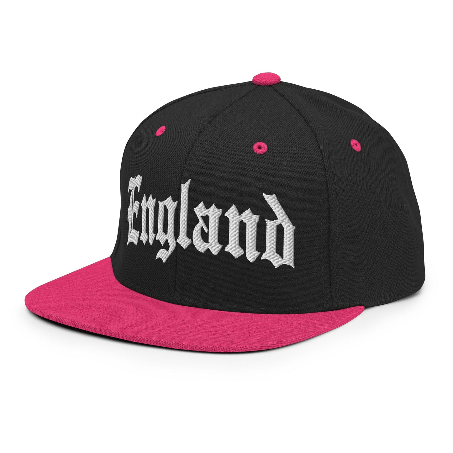 England Old English OG Snapback Hat Black Neon Pink