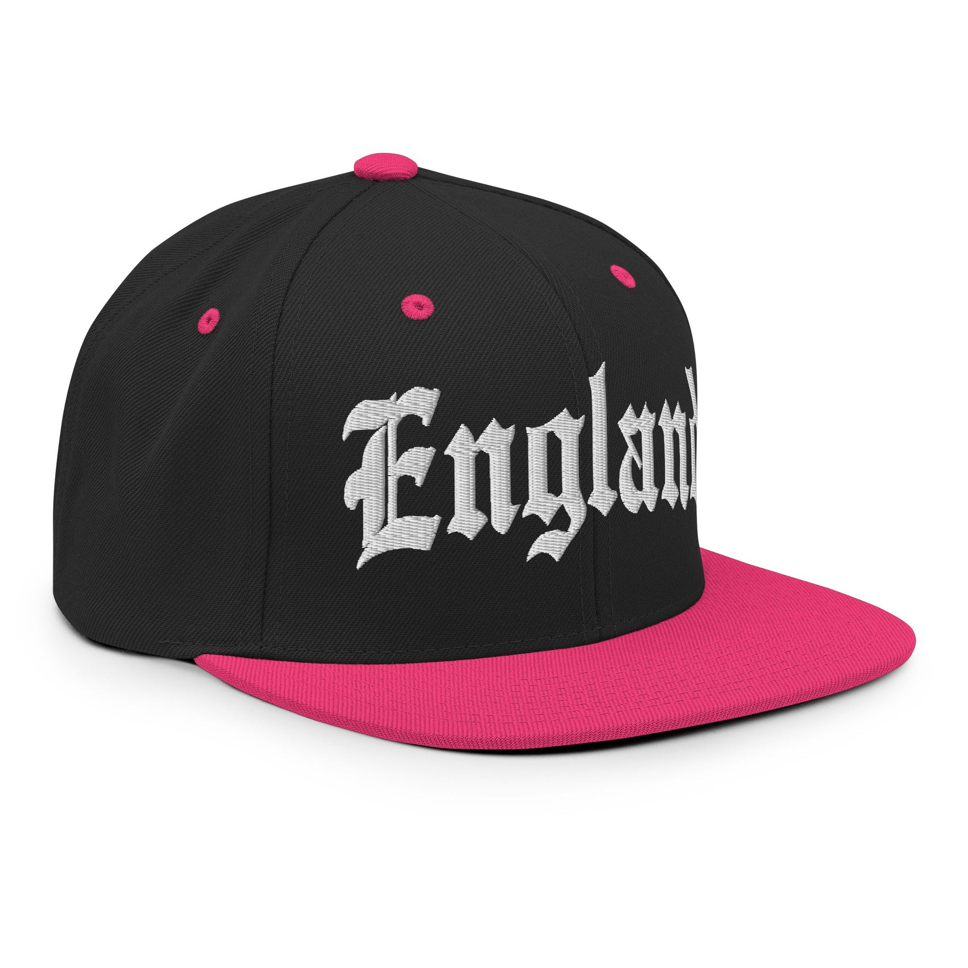 England Old English OG Snapback Hat Black Neon Pink